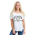 White - Side - Disney Womens-Ladies Love Hands Mickey Mouse T-Shirt
