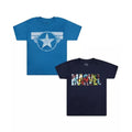 Blue - Front - Marvel Boys Logo T-Shirt (Pack of 2)