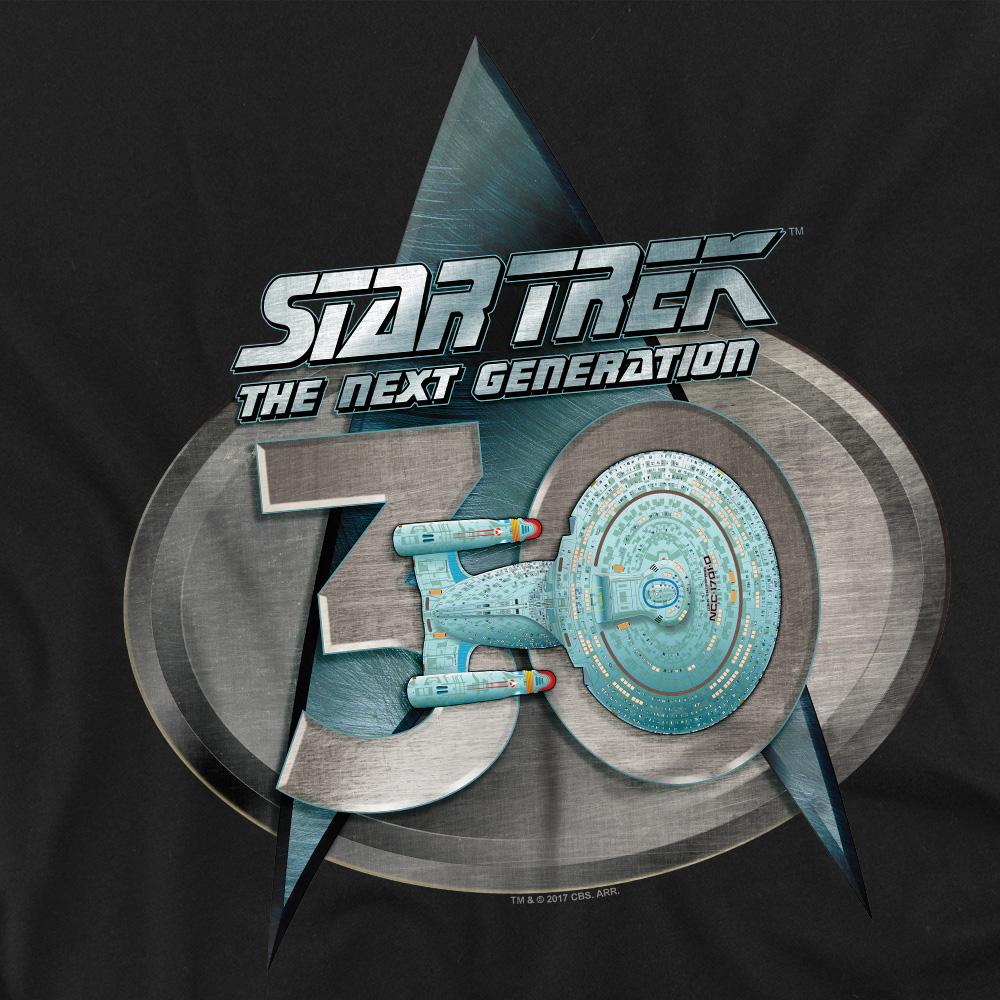 Black - Back - Star Trek Unisex Adult The Next Generation 30 Logo T-Shirt