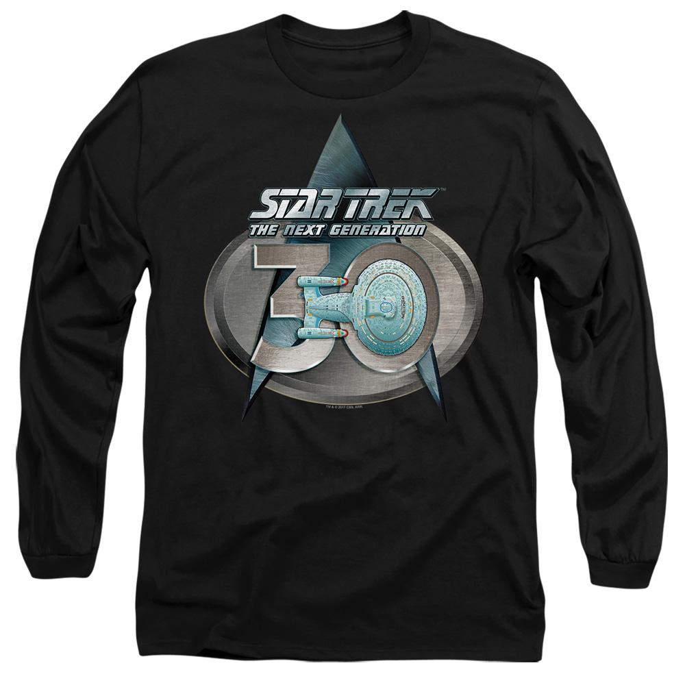 Black - Side - Star Trek Unisex Adult The Next Generation 30 Logo T-Shirt