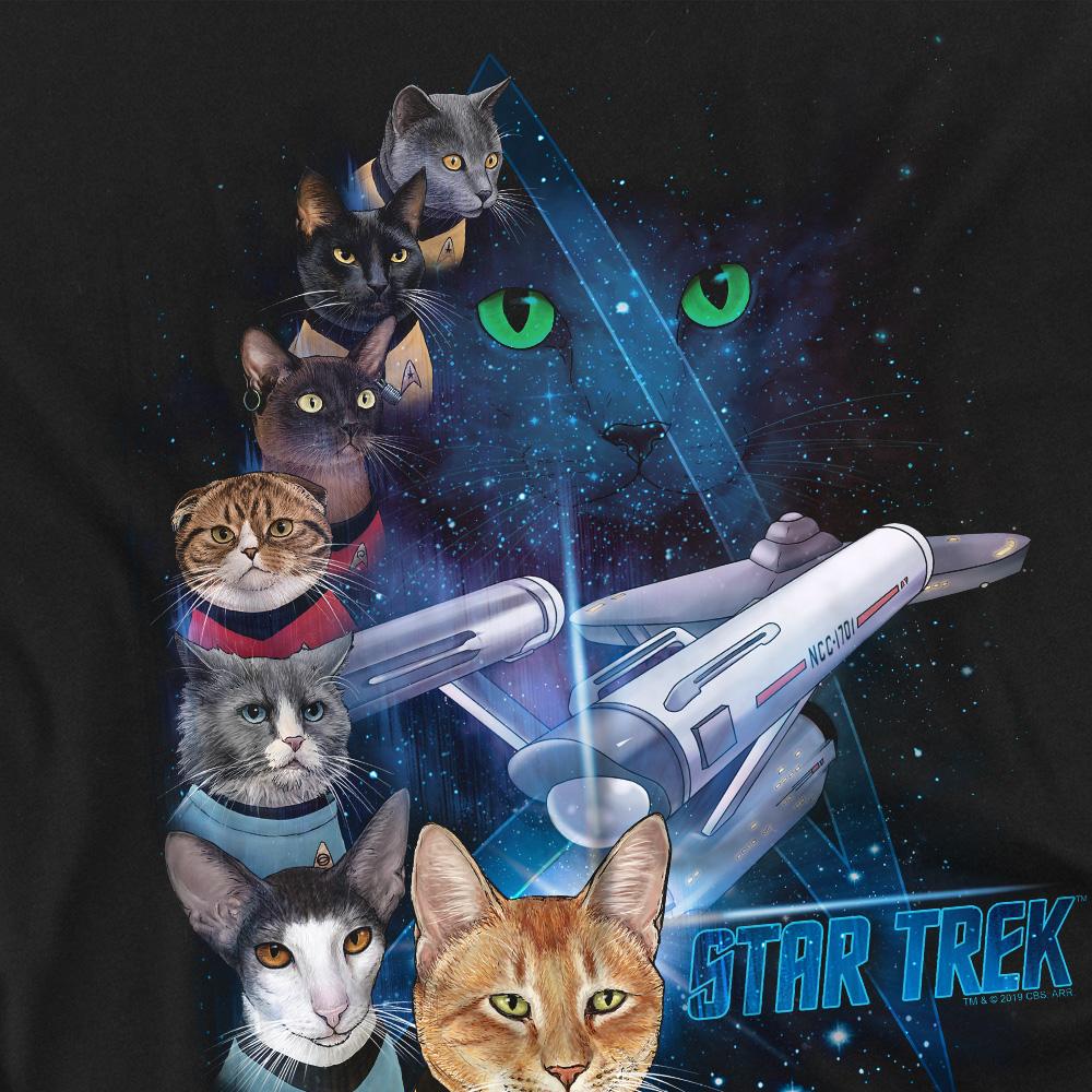 Black - Back - Star Trek Unisex Adult Feline Galaxy T-Shirt