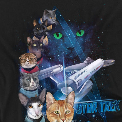 Black - Back - Star Trek Unisex Adult Feline Galaxy T-Shirt