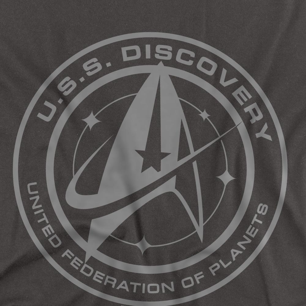 Charcoal - Back - Star Trek: Discovery Unisex Adult Discovery Crest T-Shirt