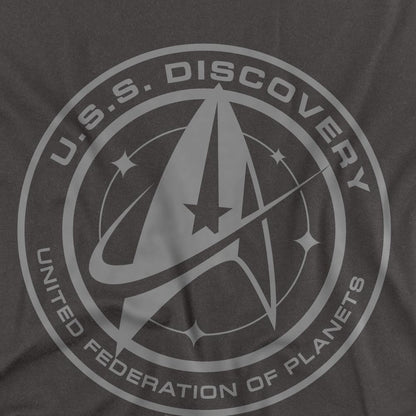 Charcoal - Back - Star Trek: Discovery Unisex Adult Discovery Crest T-Shirt
