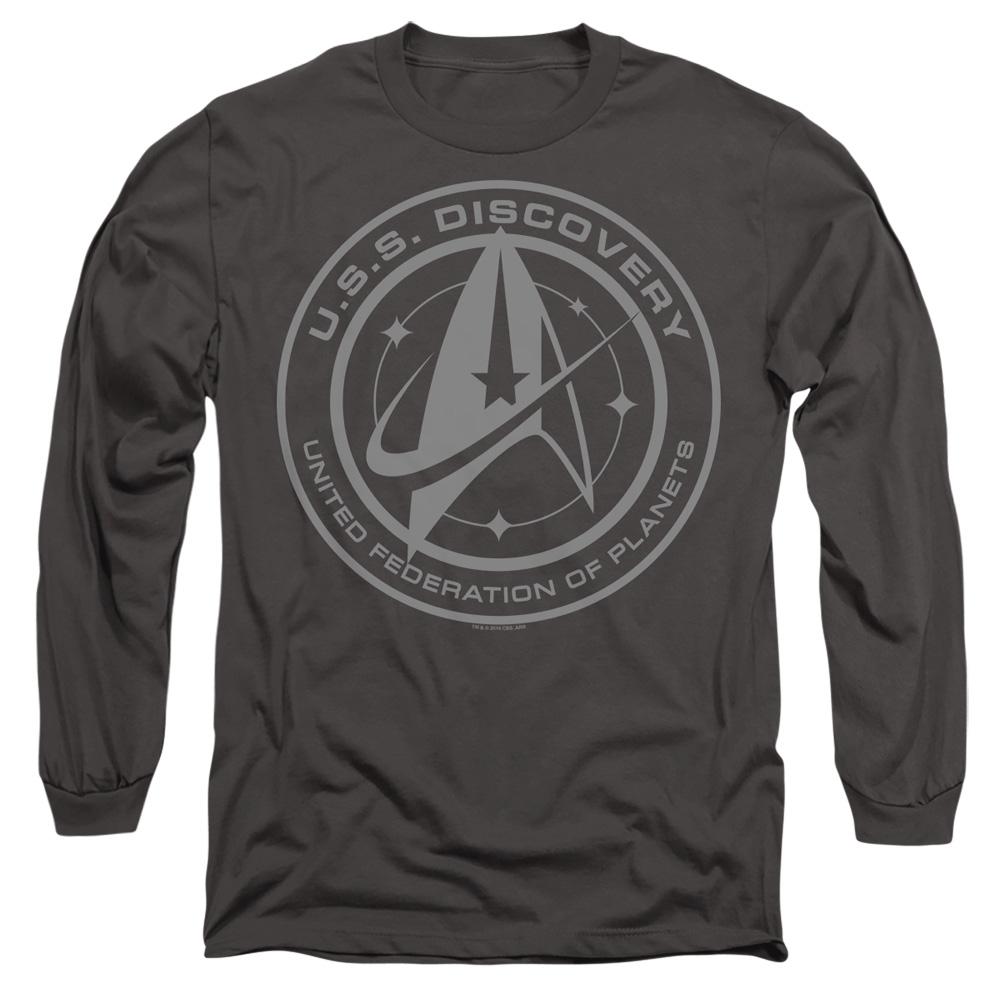 Charcoal - Side - Star Trek: Discovery Unisex Adult Discovery Crest T-Shirt