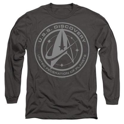Charcoal - Side - Star Trek: Discovery Unisex Adult Discovery Crest T-Shirt