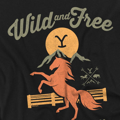 Black - Side - Yellowstone Unisex Adult Wild & Free T-Shirt