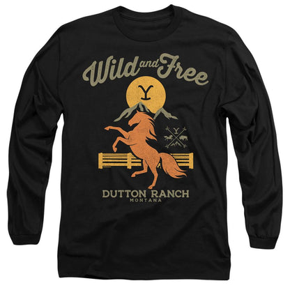 Black - Front - Yellowstone Unisex Adult Wild & Free T-Shirt