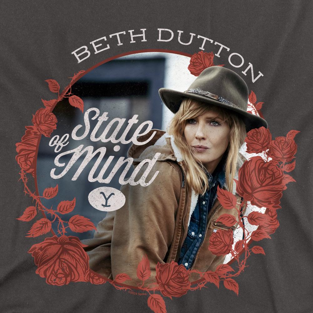 Charcoal - Back - Yellowstone Unisex Adult State Beth Dutton T-Shirt