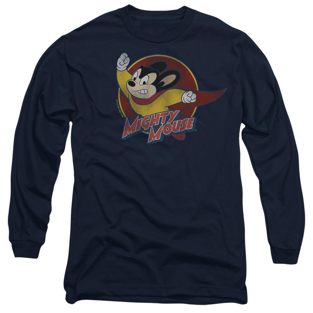 Navy - Side - Mighty Mouse Unisex Adult Circle T-Shirt