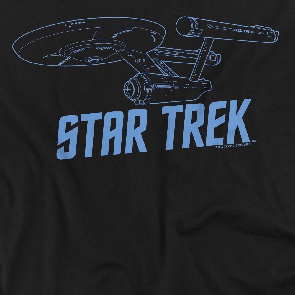 Black - Back - Star Trek Unisex Adult Enterprise Outline T-Shirt