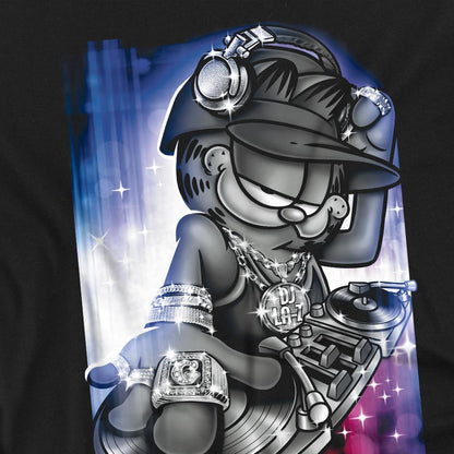 Black - Back - Garfield Unisex Adult DJ Lazy T-Shirt