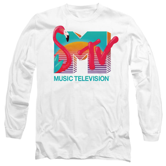 White - Front - MTV Unisex Adult Vibrant Flamingo Sunset T-Shirt