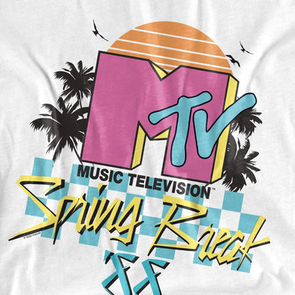 White - Side - MTV Unisex Adult Spring Break Checkerboard T-Shirt