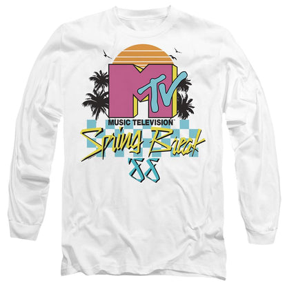 White - Front - MTV Unisex Adult Spring Break Checkerboard T-Shirt