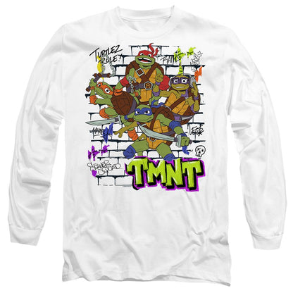 White - Side - Tales of the Teenage Mutant Ninja Turtles Unisex Adult Brick Wall Poster T-Shirt