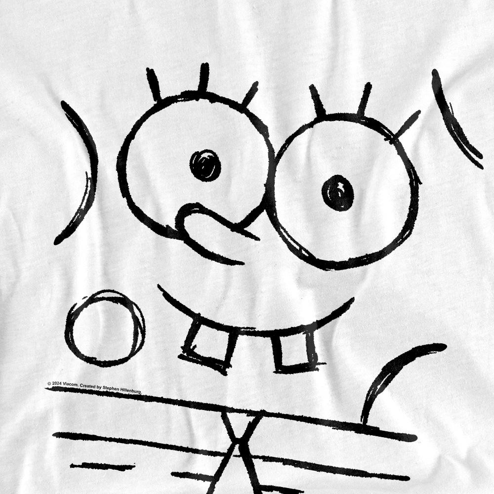 White - Back - SpongeBob SquarePants Unisex Adult Sketch Smile T-Shirt