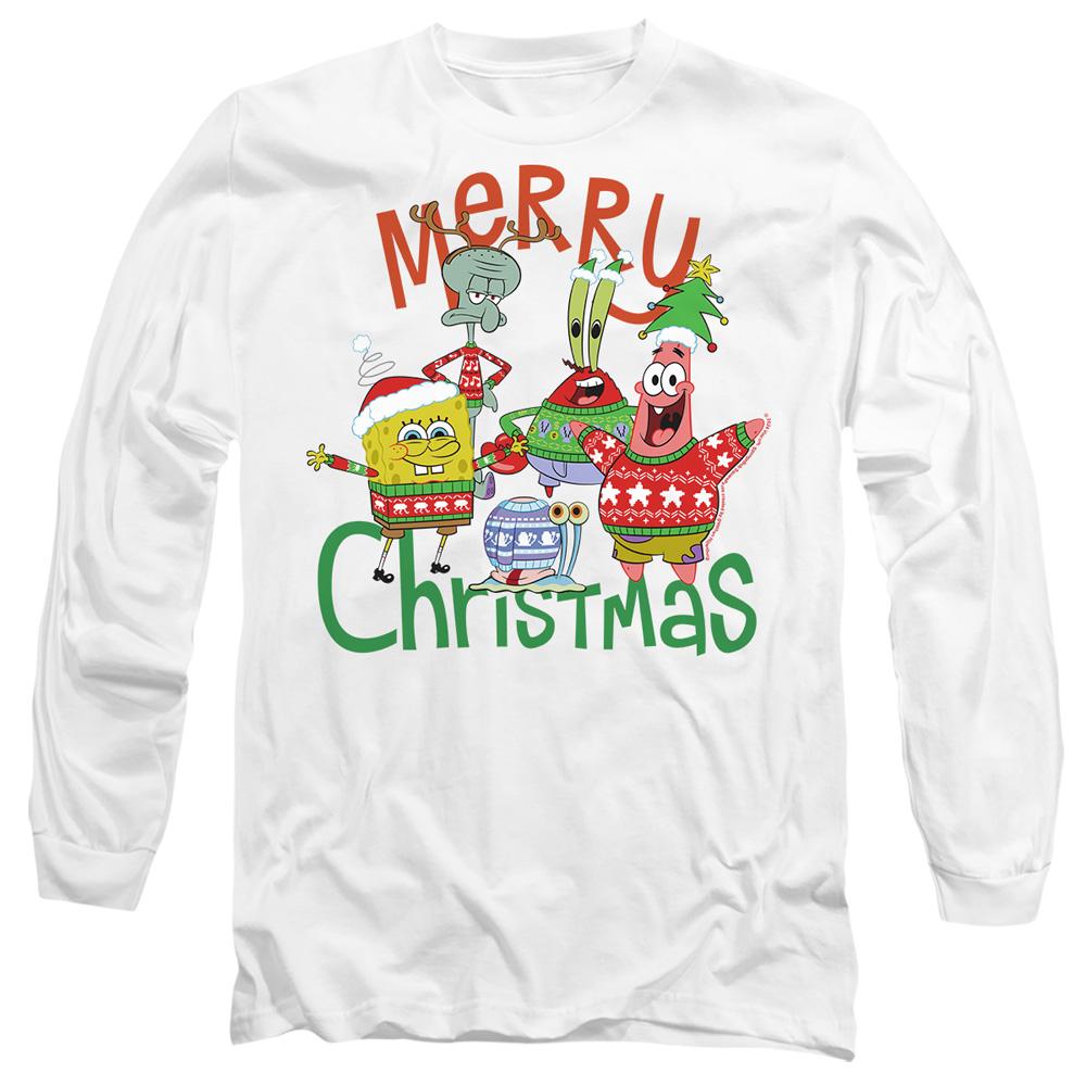 White - Side - SpongeBob SquarePants Unisex Adult Merry Christmas Group T-Shirt