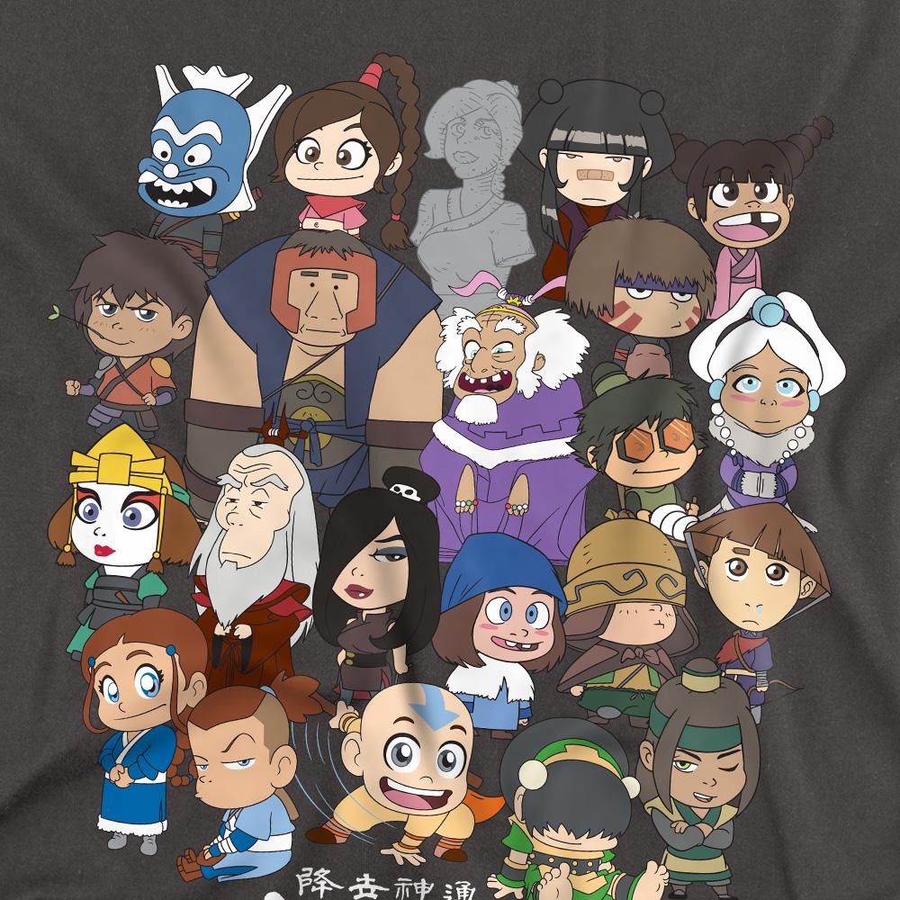 Charcoal - Back - Avatar: The Last Airbender Unisex Adult Chibi Group T-Shirt