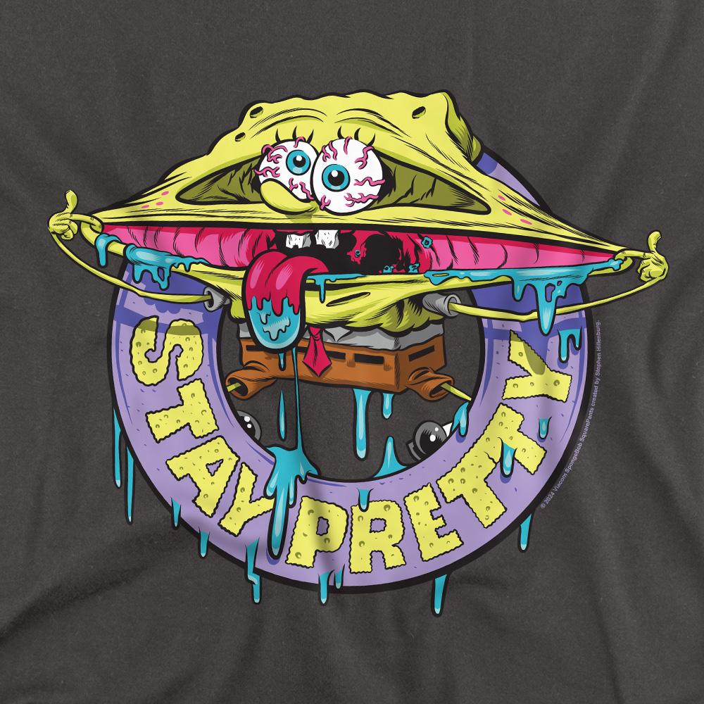Charcoal - Back - SpongeBob SquarePants Unisex Adult Stay Pretty T-Shirt