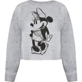 Grey - Front - Disney Womens-Ladies Minnie Mouse Sketch Crop Sweatshirt