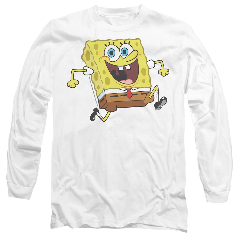 White - Side - SpongeBob SquarePants Unisex Adult Happy Running T-Shirt