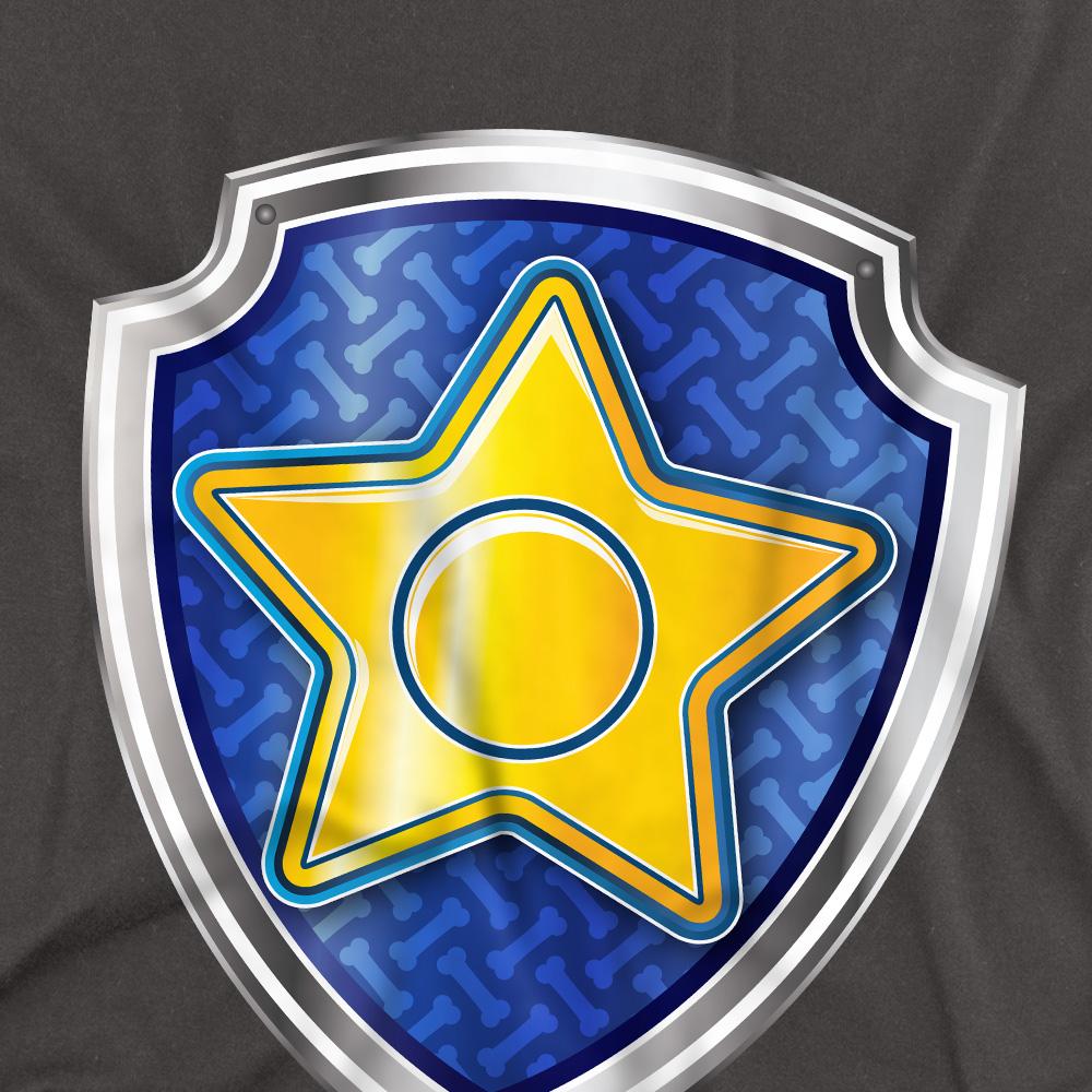 Charcoal - Back - Paw Patrol Unisex Adult Chase Badge T-Shirt