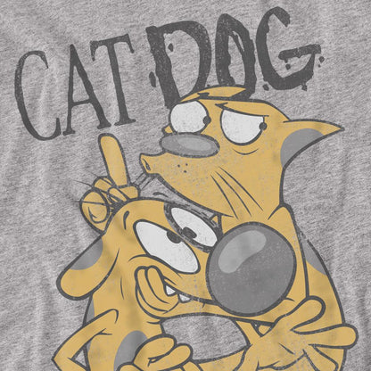 Sport Heather - Back - CatDog Unisex Adult Stuck Together T-Shirt
