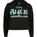 Black-Green - Front - Alice In Wonderland Womens-Ladies Logo Crop Hoodie