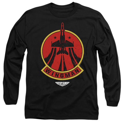 Black - Side - Top Gun Unisex Adult Wingman Logo T-Shirt