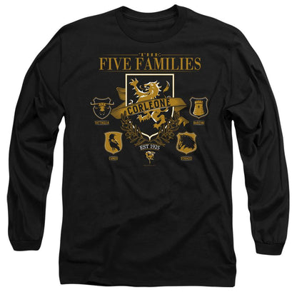 Black - Side - The Godfather Unisex Adult Five Families Logos T-Shirt