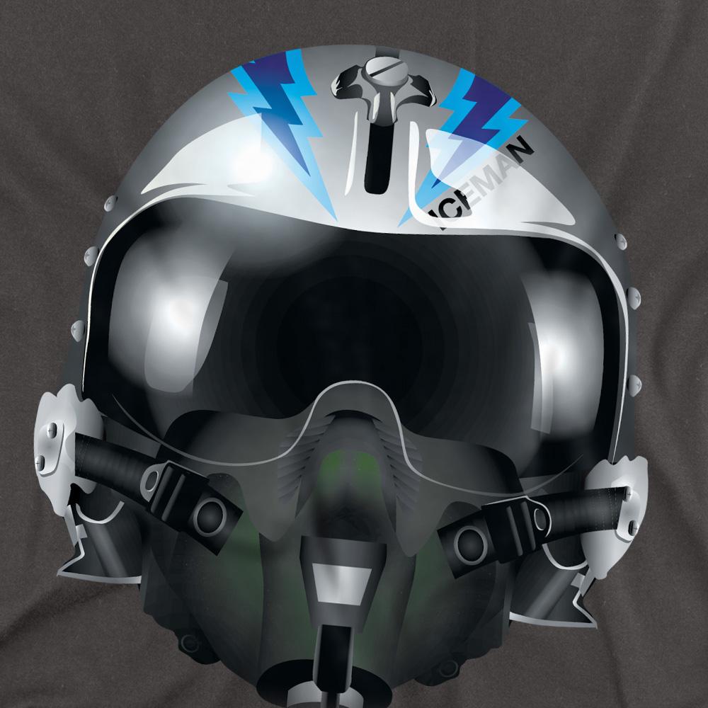 Charcoal - Back - Top Gun Unisex Adult Iceman Helmet T-Shirt