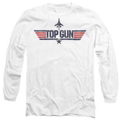 White - Side - Top Gun Unisex Adult Logo T-Shirt