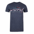 Heather Navy-Red-White - Front - Ford Mens Mustang GT American Flag T-Shirt