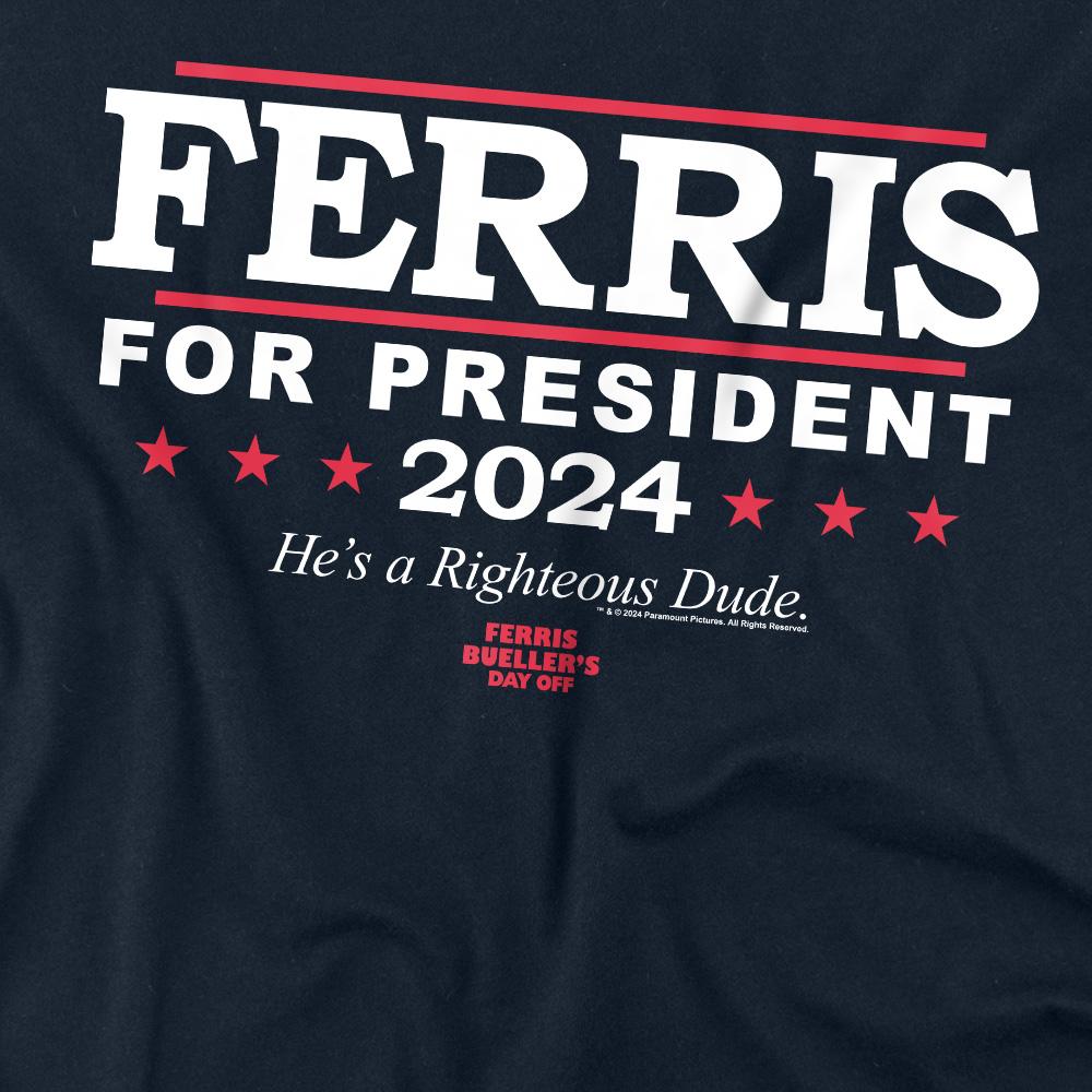 Navy - Back - Ferris Bueller´s Day Off Unisex Adult Ferris For President T-Shirt