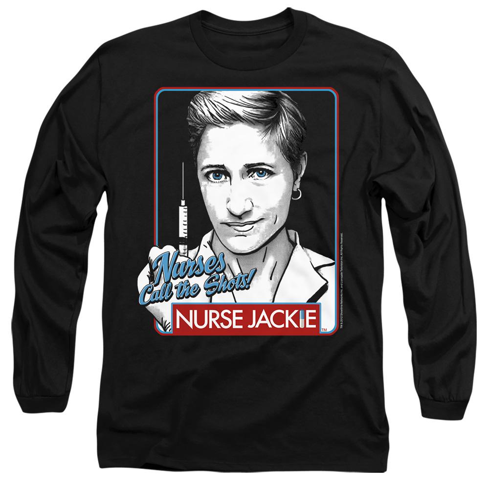 Black - Side - Nurse Jackie Unisex Adult Nurses Call The Shots T-Shirt
