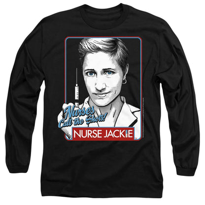 Black - Side - Nurse Jackie Unisex Adult Nurses Call The Shots T-Shirt