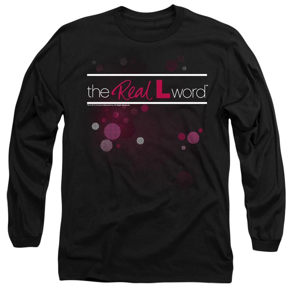 Black - Side - The Real L Word Unisex Adult Flashy Logo T-Shirt