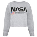 Grey Marl - Front - NASA Womens-Ladies National Aeronautics Crop Sweatshirt