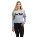 Grey Marl - Side - NASA Womens-Ladies National Aeronautics Crop Sweatshirt