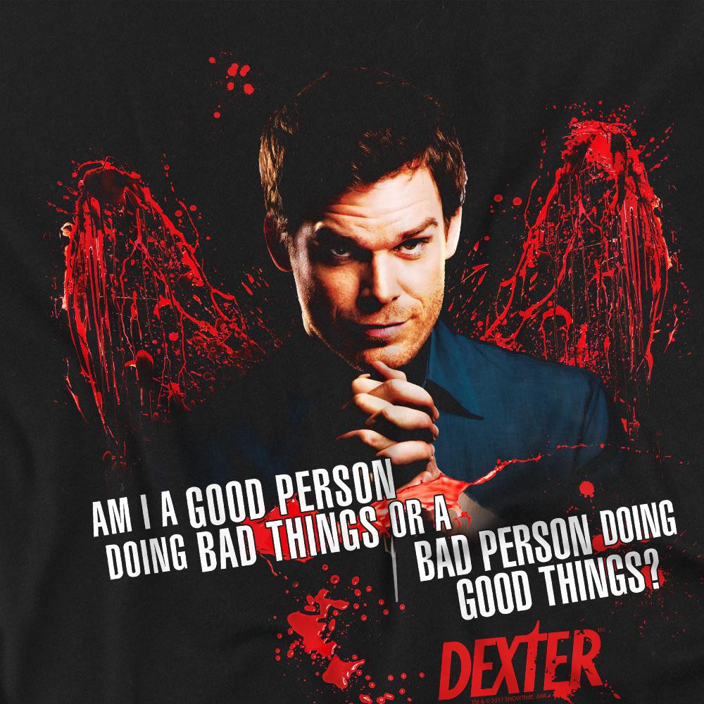 Black - Side - Dexter Unisex Adult Good Bad T-Shirt