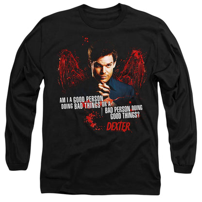 Black - Front - Dexter Unisex Adult Good Bad T-Shirt