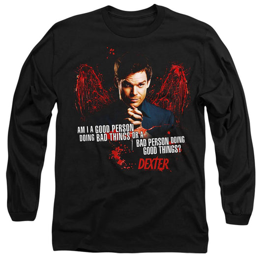 Black - Front - Dexter Unisex Adult Good Bad T-Shirt