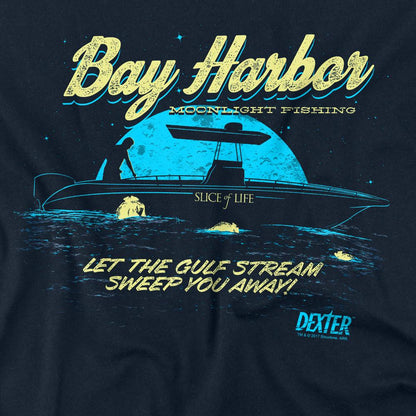 Navy - Side - Dexter Unisex Adult Moonlight Fishing T-Shirt