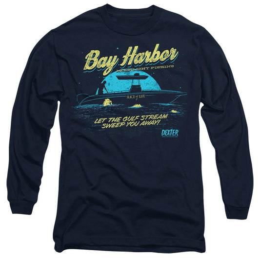 Navy - Front - Dexter Unisex Adult Moonlight Fishing T-Shirt