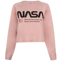 Dusky Pink - Front - NASA Womens-Ladies National Aeronautics Crop Sweatshirt