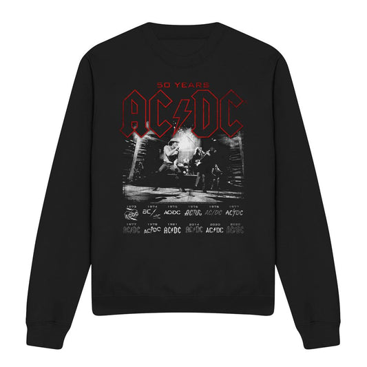 Black - Front - AC-DC Unisex Adult Logo Stack Sweatshirt