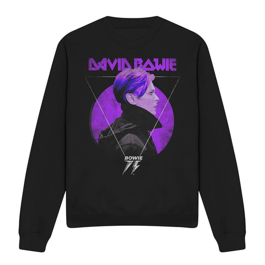 Black - Front - David Bowie Unisex Adult 75 Side Profile Logo Sweatshirt