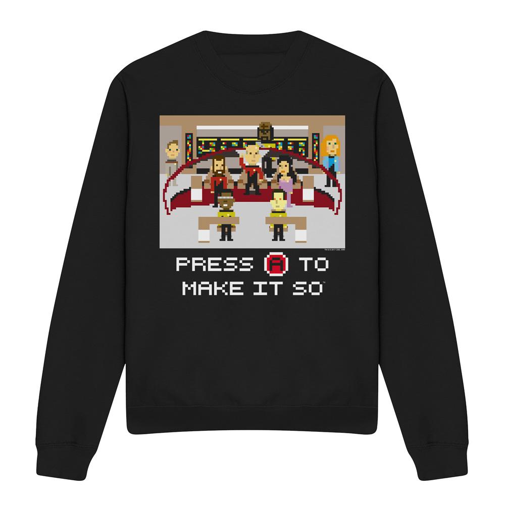 Black - Front - Star Trek Unisex Adult Make It So Pixel Sweatshirt