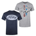 Navy-Grey-Red - Front - Ford Mens T-Shirt (Pack of 2)